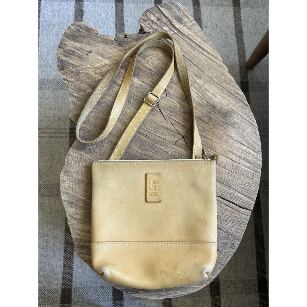 Portland Leather Goods Festival Bag Crossbody Purse Yellow Small Zip